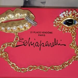 Schiaparelli Gold and Silver Brooch with Pearls